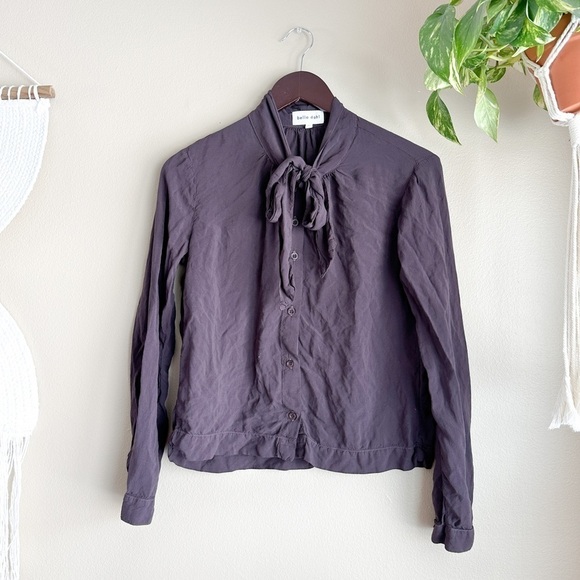 Anthropologie Bella Dahl Tie Neck Button Down Blouse - Picture 1 of 4
